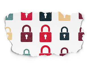 Image showing Privacy concept: Closed Padlock icons on Torn Paper background