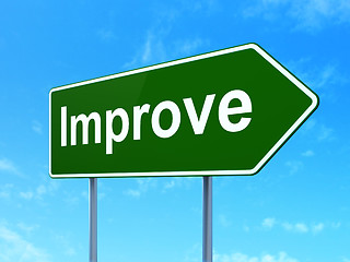 Image showing Finance concept: Improve on road sign background