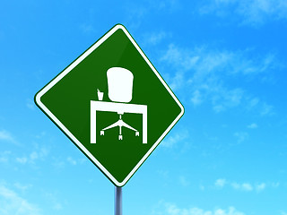 Image showing Business concept: Office on road sign background