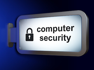 Image showing Privacy concept: Computer Security and Closed Padlock on billboard background