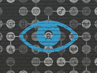 Image showing Privacy concept: Eye on wall background