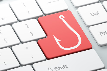 Image showing Safety concept: Fishing Hook on computer keyboard background