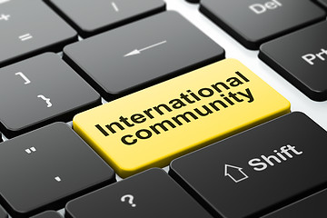 Image showing Political concept: International Community on computer keyboard background