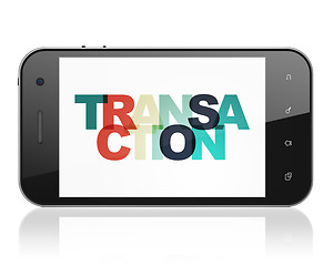 Image showing Currency concept: Smartphone with Transaction on  display