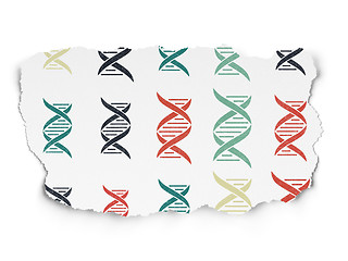 Image showing Health concept: DNA icons on Torn Paper background