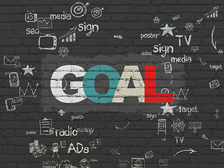 Image showing Advertising concept: Goal on wall background