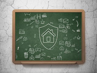 Image showing Business concept: Shield on School Board background