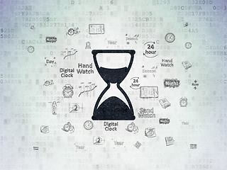 Image showing Time concept: Hourglass on Digital Paper background