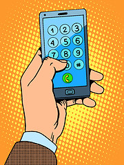 Image showing Hand smartphone phone number