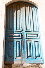 Image showing old door in morocco africa ancien and wall ornate blue