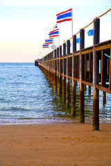 Image showing asia  lomprayah  bay isle sunrise flag   in thailand and south  