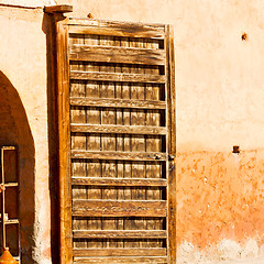 Image showing old door in morocco africa ancien and wall ornate brown