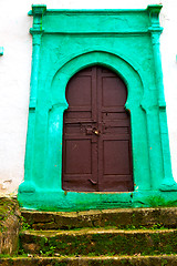 Image showing old door in morocco africa ancien and wall ornate green