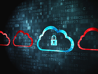 Image showing Cloud computing concept: Cloud With Padlock on digital background