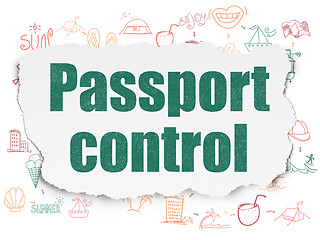 Image showing Vacation concept: Passport Control on Torn Paper background