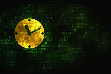 Image showing Time concept: Clock on digital background