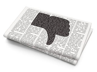 Image showing Social media concept: Thumb Down on Newspaper background