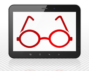 Image showing Science concept: Tablet Pc Computer with Glasses on display
