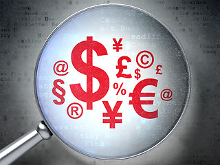 Image showing News concept: Finance Symbol with optical glass on digital background