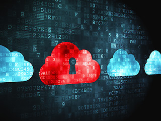 Image showing Cloud computing concept: Cloud With Keyhole on digital background