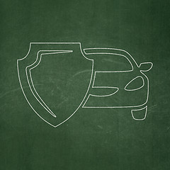 Image showing Insurance concept: Car And Shield on chalkboard background