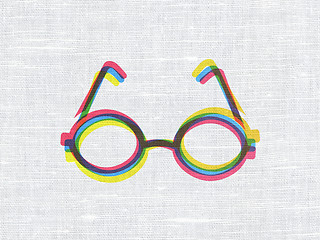 Image showing Science concept: Glasses on fabric texture background