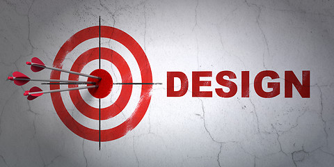 Image showing Advertising concept: target and Design on wall background