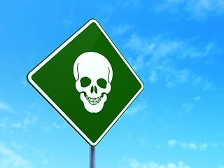 Image showing Health concept: Scull on road sign background