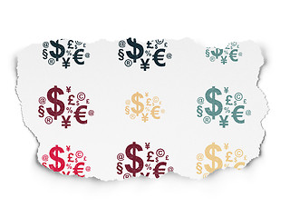 Image showing News concept: Finance Symbol icons on Torn Paper background
