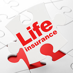Image showing Insurance concept: Life Insurance on puzzle background