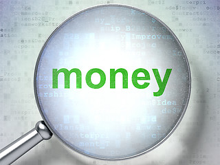 Image showing Business concept: Money with optical glass