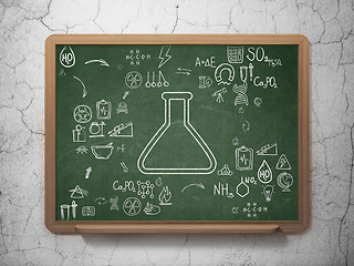 Image showing Science concept: Flask on School Board background