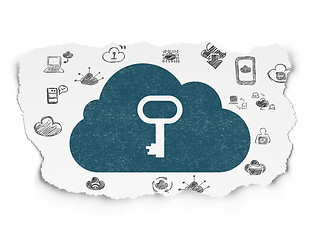 Image showing Cloud technology concept: Cloud With Key on Torn Paper background