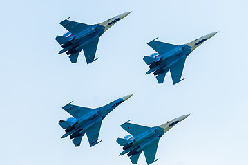 Image showing Group flight of russian pilotage team on SU-27