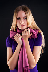 Image showing Young attractive woman with scarf