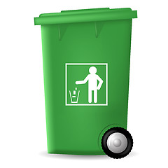 Image showing Green PlasticTrashcan