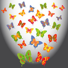 Image showing Cartoon butterflies in a light space