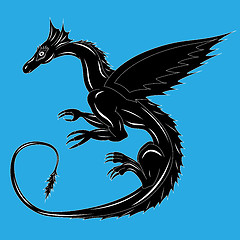 Image showing Black dragon on the blue