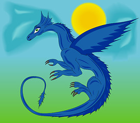 Image showing Blue dragon in the sky