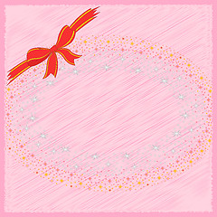 Image showing Pink greeting postcard