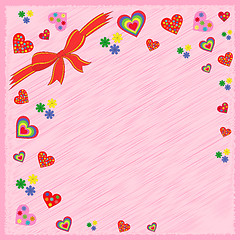 Image showing Greeting postcard on pink