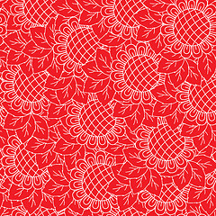 Image showing Sunflowers red seamless pattern