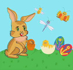 Image showing Easter bunny and chicken