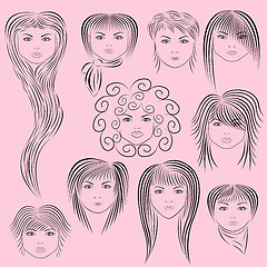 Image showing Female Hairstyles Illustration