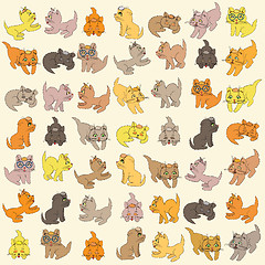 Image showing Set Of Kittens. Editable Vector Illustration