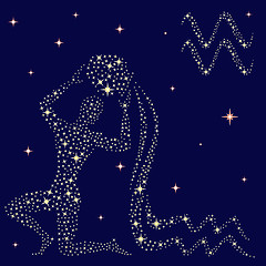 Image showing Zodiac sign Aquarius on the starry sky