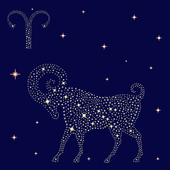Image showing Zodiac sign Aries on the starry sky