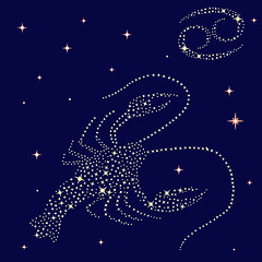 Image showing Zodiac sign Cancer on the starry sky