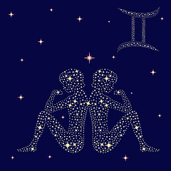 Image showing Zodiac sign Gemini on the starry sky