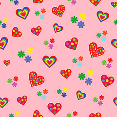 Image showing Seamless pattern with various colorful hearts